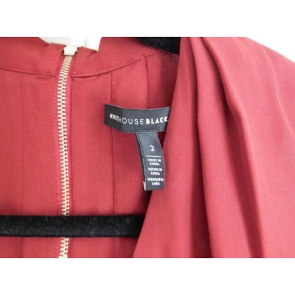 White House Black Market WHBM Maroon Keyhole Pleated Chiffon Blouse size 2 - Picture 5 of 7